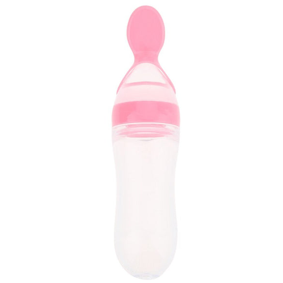 1 Pc 90ml Baby Feeding Bottle Silicone Extrusion Type Feeding Infant Kids Care Spoon Rice Paste Baby Food Bottle 3 Colors