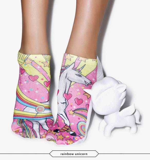 ZHBSLWT Multiple Colors Harajuku 3D Printed Food Women's Socks calcetines Casual Charactor Socks Unisex Low Cut Ankle Socks