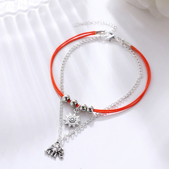 Miss JQ 14 Colors New Design Fashion Accessories Simple Colorful Sun Elephant Anklets for Women Charm Anklets for Beach Jewelry