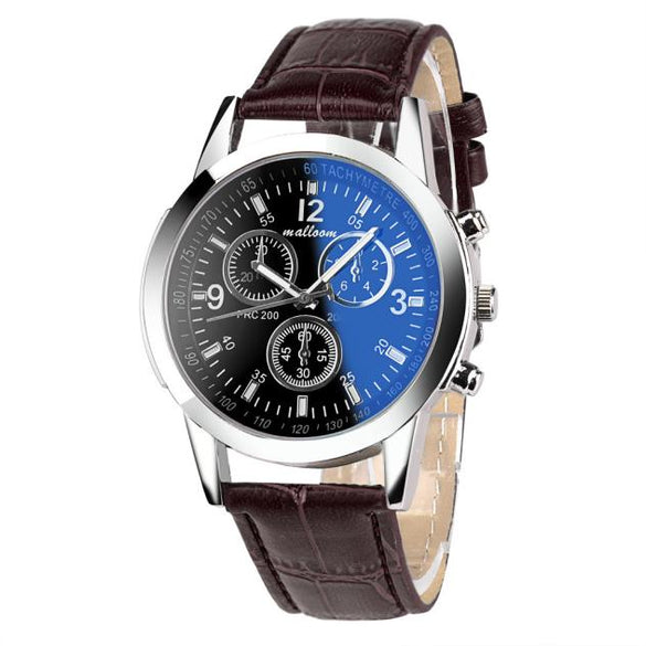 HOT SALE 2018 Top Brand Luxury Fashion Faux Leather Watches Mens Blue Ray Glass Quartz Analog Watch Wristwatch Clock Dropship