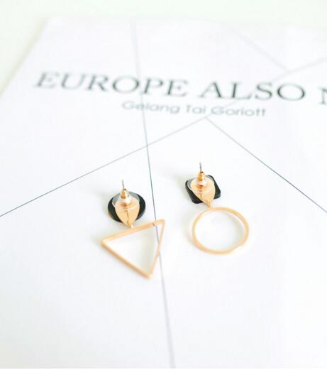 XIYANIKE  Brand Punk Fashion Triangle Round Geometric Asymmetric Black Earrings Women Party Jewelry pendientes brincos E130