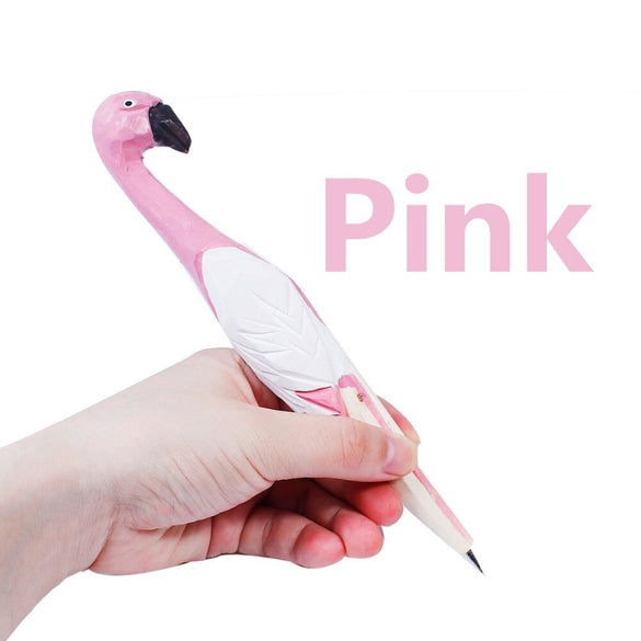 Creative1pc wood forest Pink Flamingo Ballpoint pen Party Favor Gift Office Stationery School Writing Supplies Escolar Papelaria