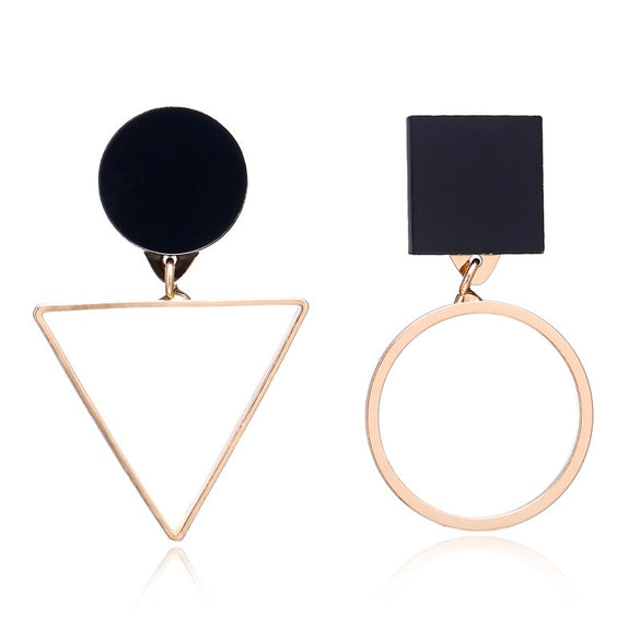 XIYANIKE  Brand Punk Fashion Triangle Round Geometric Asymmetric Black Earrings Women Party Jewelry pendientes brincos E130