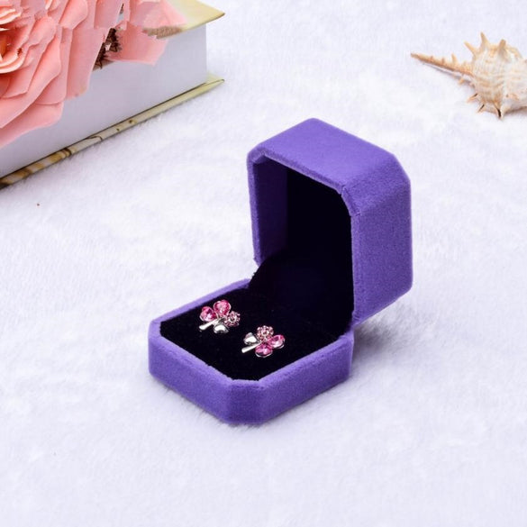 1pcs Squre Wedding Velvet Earrings Ring Box Jewelry Display Case Gift boxes Amazing 2017 New