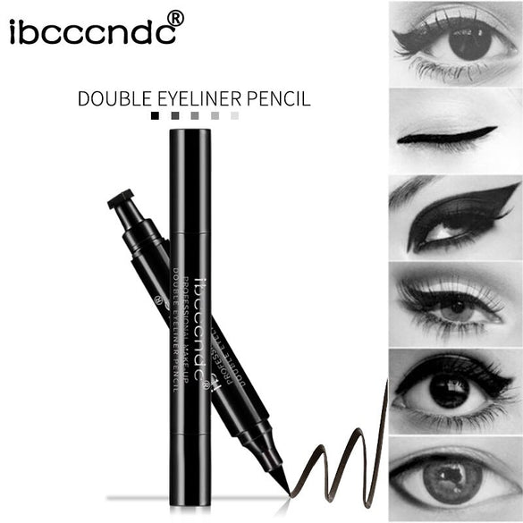 IBCCCNDC Brand Makeup Black Eye Liner Liquid Pencil Quick Dry Waterproof Black Double-ended Makeup Stamps Wing Eyeliner Pencil