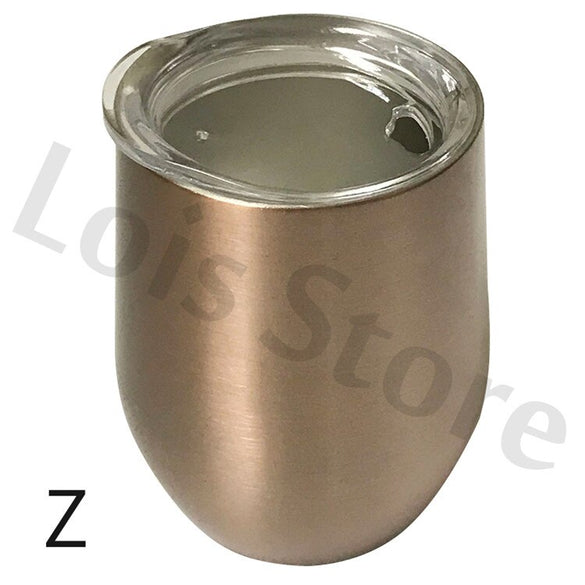 12oz Stemless Wine Cups Stainless Steel Egg Shape Beer Cup Insulated Thermos Wine Tumbler Mug Marble Slab For Christmas Gift