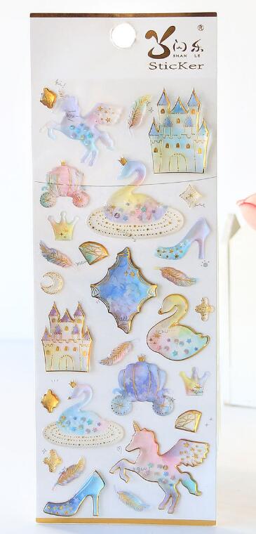 Pegasus Unicorn Castle Label Stickers Set Decorative Stationery Craft Stickers Scrapbooking DIY Diary Album Stick Label