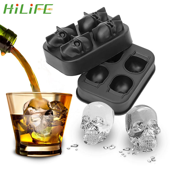 HILIFE Ice Cube Maker Skull Shape Chocolate Mould Tray Ice Cream DIY Tool Whiskey Wine Cocktail Ice Cube 3D Silicone Mold