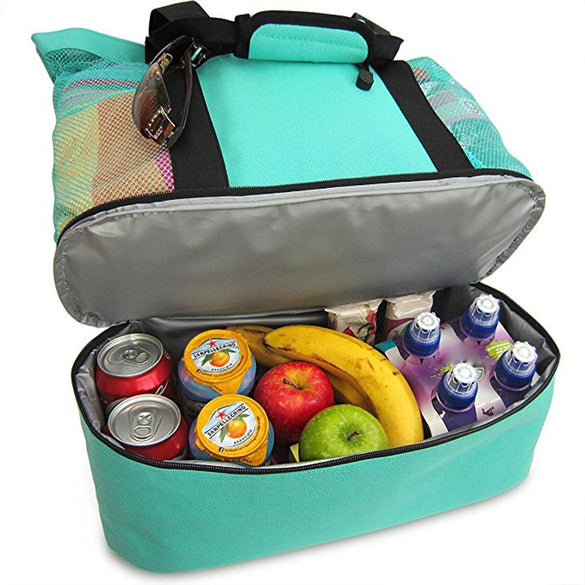 New Big Capacity Outdoor Portable Insulated Cooler Bag Food Picnic Beach Mesh Bags With Zipper Handbag Waterproof Storage Bags