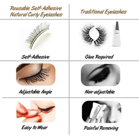 3D False Eyelashes Extension Reusable Self-Adhesive Natural Curly Eyelashes Self Adhesive Eye lashes Makeup Tools