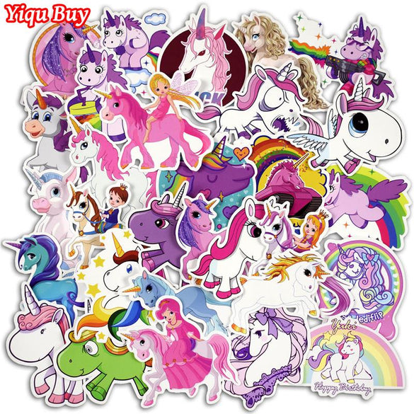 30 Pcs Colorful Cute Unicorn Stickers for Laptop Car Styling Phone Luggage Bike Motorcycle Mixed Cartoon Pvc Waterproof Sticker