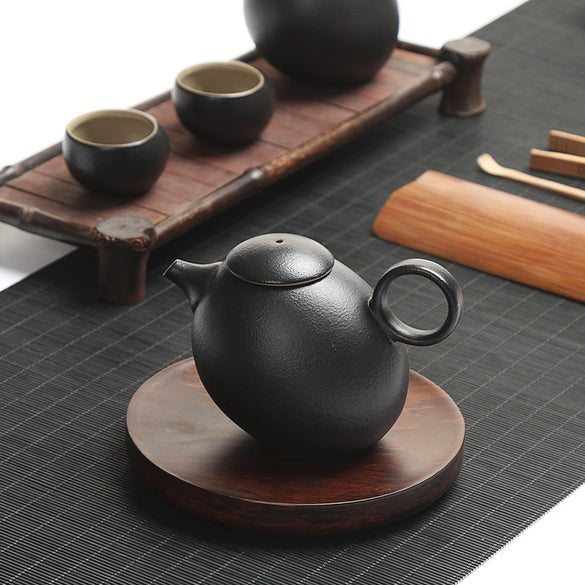 Creative Black Pottery Teapots Hand Made Vintage Ceramic Tea Pot  Chinese Kung Fu Tea Set Kettle Contentment Drinkware