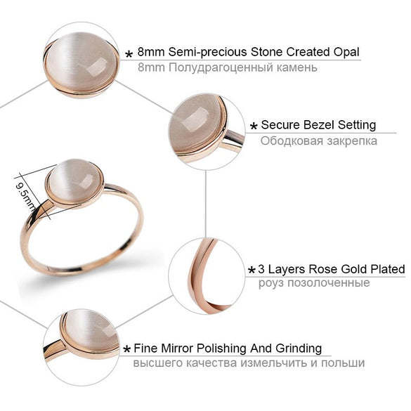USTAR White stone Wedding Rings for women Jewelry Rose Gold color engagement Rings female Anel bijoux party gift top quality