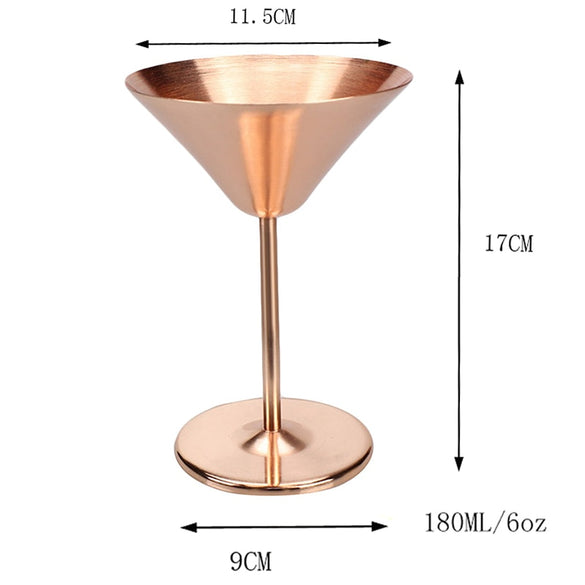 180ML Stainless Steel Martini Cup Copper Plated Wine Glasses Cocktail Champagne Glass Wedding Party Decorations Bar Accessories