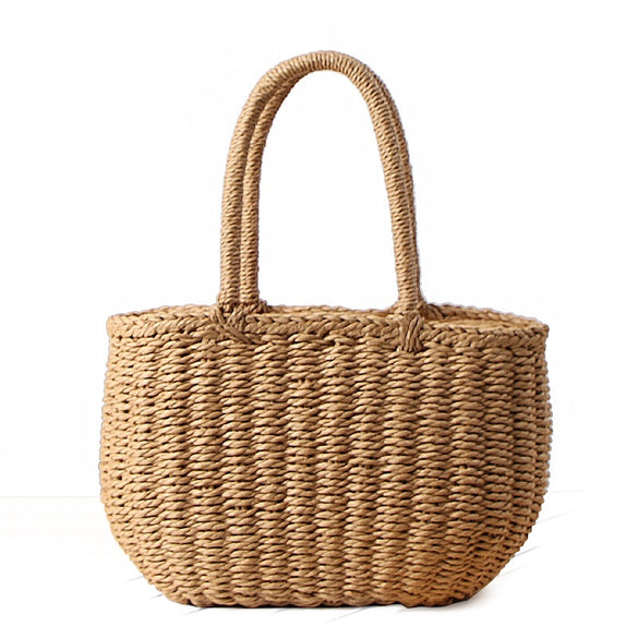 DCOS-Fashion Summer Beach Bag Handmade Bag Rattan Basket Bag Women Holiday Bohemian Bag Small Tote