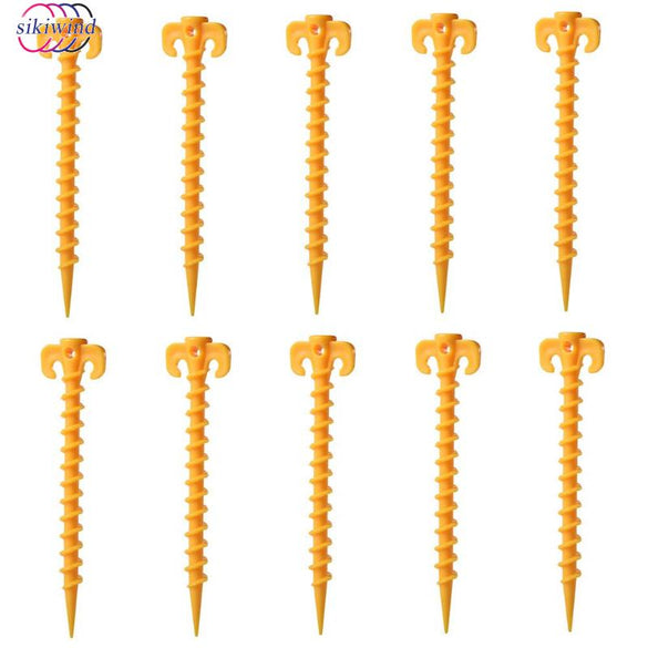 10pcs Tent Nails Outdoor Camping Trip Tent Peg Ground Nails Screw Nail Stakes Pegs Plastic Sand Pegs Trip Beach Tent Stakes Pegs (10PCS)