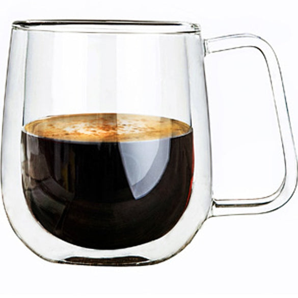 Double Wall Glass  Mugs 250ml High Quality  Fashion mug With Handle For  Tea Milk Coffee