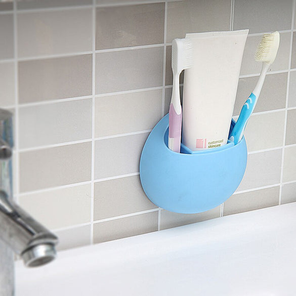 Cute Toothbrush Holder Wall Suction Cup Organizer Bathroom Shelf Storage Rack Bathroom Kitchen Accessories