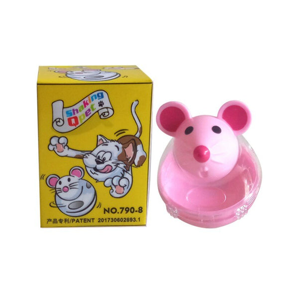 Pet Feeder Food Automatic Leakage Snack Dispenser Artificial False Mice Mouse Shape Pattern Tumbler Rolling Toy For Cat
