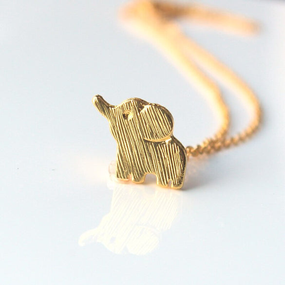 hzew Min 1pc Gold and silver color lucky elephant necklace