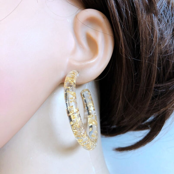 Crystal Gold Glitter Elegant Resin Earring