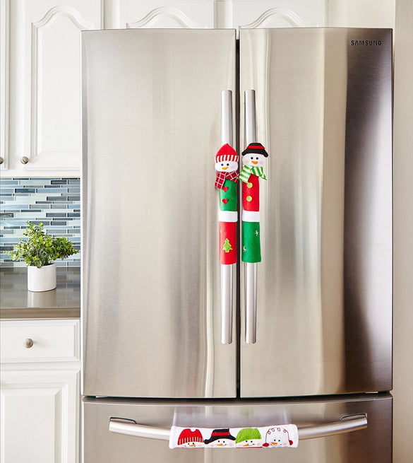 3PCS/Set Snowman Kitchen Appliance Handle Covers Christmas Decor Kitchen Tools Microwave Door Refrigerator Handle Sets