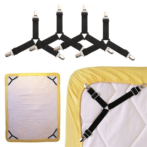 4pcs New Elastic Cover Blankets Grippers Holder Bed Sheet Clip Mattress Fasteners Fixing Slip-Resistant Belt Clip Home Living