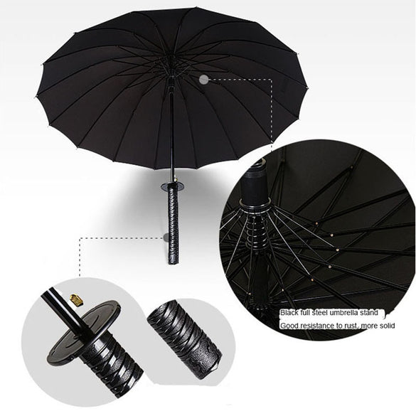 HHYUKIMI Drop Shipping Windproof Samurai Sword Sun Rainny Umbrella Ninja-like Straight Long Handle Ribs Umbrella Manual Open