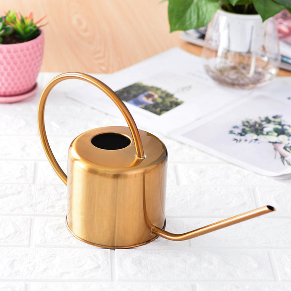 Watering Can Golden Garden Stainless Steel 1300Ml Small Water Bottle Easy To Use Handle Perfect For Watering Plants Flower