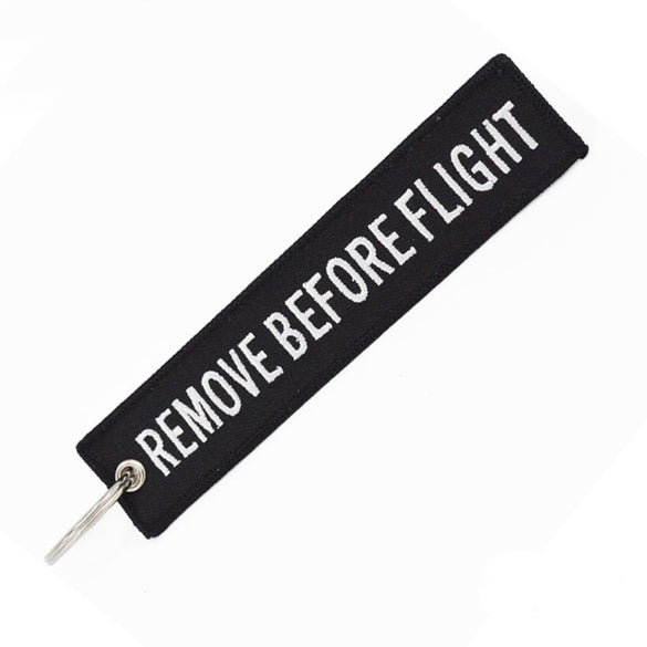 Doreen Box Hot Tags Keychain Keyring Rectangle Polyester Embroidery Message " Remove Before Flight " Multicolor Key Chains, 1 PC