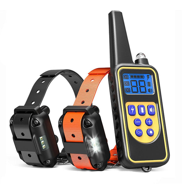 2 Receivers Electric Pet Dog Training Collar Waterproof Rechargeable LCD Display 800M Remote Control Dog Training Collar EU US