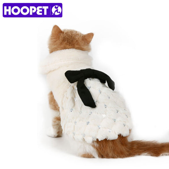 HOOPET Pet Clothes Elegant Luxury Fur Winter Overcoat Small Dog Cat Clothes Bowknot Chihuahua