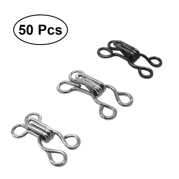 50 pcs Sewing Hooks and Eyes Closure Eye Sewing Closure for Bra Fur Coat Jacket Cape Stole Clothing (Silver and Black)