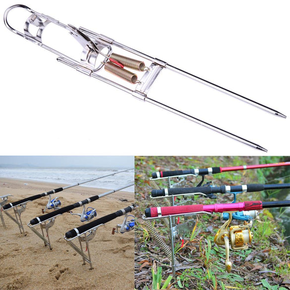 Automatic Double Spring Angle Fishing Pole Tackle Bracket Anti-Rust Steel Fishing Bracket Rod Holder Fish Tackle Pesca Accessory