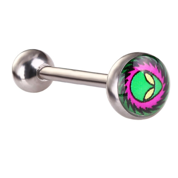 15pc/Lot Charming Alien Logo Tongue Bar Stainless Steel Tongue Piercing Fashion Body Jewelry Valentine Gift For Girls BR006