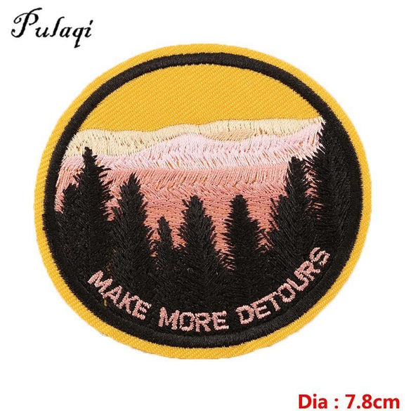 Pulaqi Forest Embroidery Cheap Patches Save Nature Patch T-shirt Sticker Washable Iron On Badges For Clothes DIY Applique H