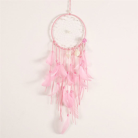 Pink Pearl Dreamcatcher Fashion Gift India Handmade Wind Chimes Hanging Pendant Dream Catcher Home Wall Art Decorations (01)