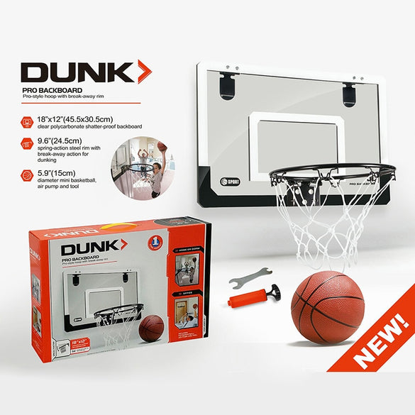 HOT SALE Mini Basketball Hoop With Ball 18 inch x12 inch Shatterproof Backboard