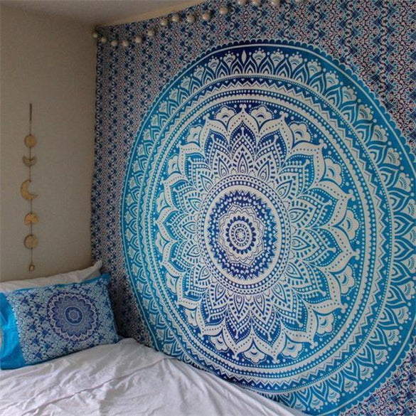 Large Mandala Indian Tapestry Wall Hanging Bohemian Beach Mat Polyester Thin Blanket Yoga Shawl Mat 200x150cm Blanket