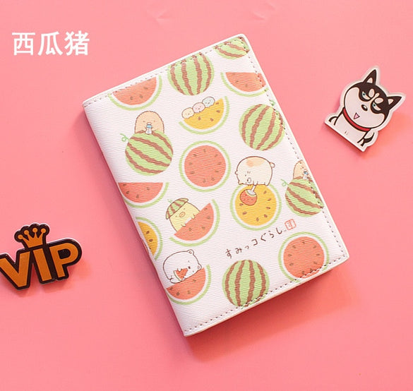 YEAH! Summer is coming! Watermelon Passport Holder PU Leather Pink Thick Travel Passport Cover Size:10*14cm ID Card Holder