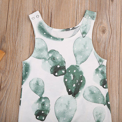 Summer 2017 New Infant Baby Girl Boy Cactus Printed Romper Sleeveless Jumpsuit Playsuit Outfit