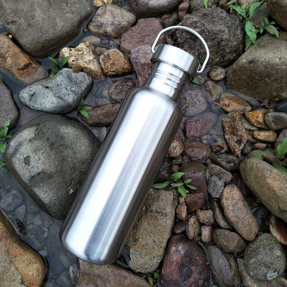 Hot Sale Bpa Free 500/750ml single wall Portable Stainless steel304  Sports&Outdoor Kettle Bicycle My Water Bottle Bamboo Lid