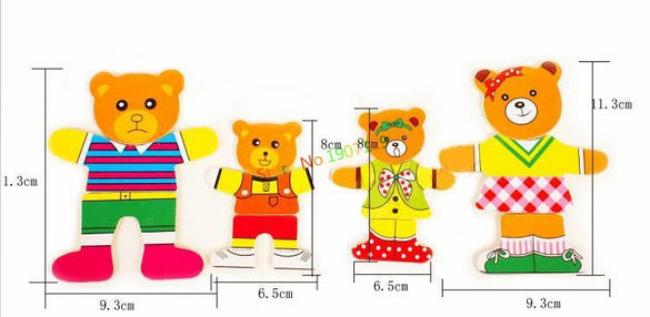 4 Kinds Baby Wooden Toys Wooden Dress Up Bear Dressing Jigsaw Puzzle Kids Dress Changing Educational Montessori Toys Child Gift