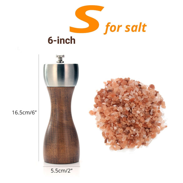 Premium Beech Pepper Mill - precision carbon steel Rotor Use for peppercorn, sea salt, black pepper and more, kitchen tools