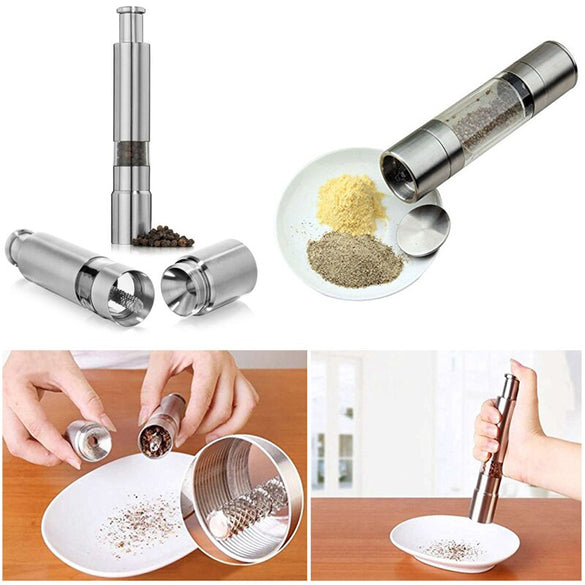 Salt and Pepper Mill props High Class Stainless Steel Metal Salt Pepper Mill Grinder Spice Manual Hand Mills Home Kitchen Tool