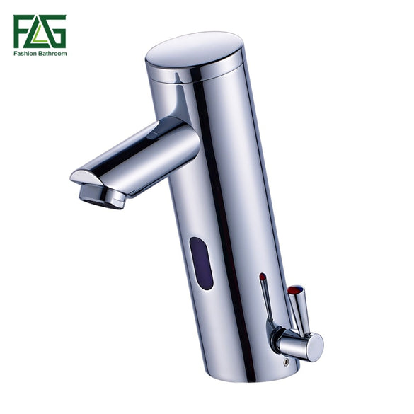 FLG New Hot Cold Mixer Automatic Hand Touch Tap Hot Cold Mixer Battery Power Free Sensor Faucet Bathroom Sink Basin Faucets 8902