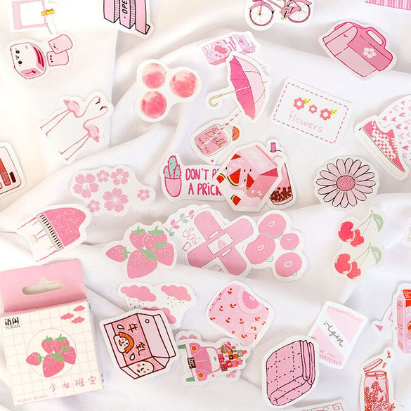 50Pcs Cute Plant Stationery Stickers Kawaii Drink Stickers Paper Adhesive Stickers For Kids DIY Scrapbooking Diary Photos Albums