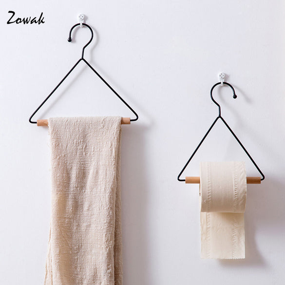 Kitchen Towel Rack Tissue Paper Roll Holder Scarves Triangle Dish Cloth Stand Shelf Bathroom Toilet Storage Hook Wood Organizer