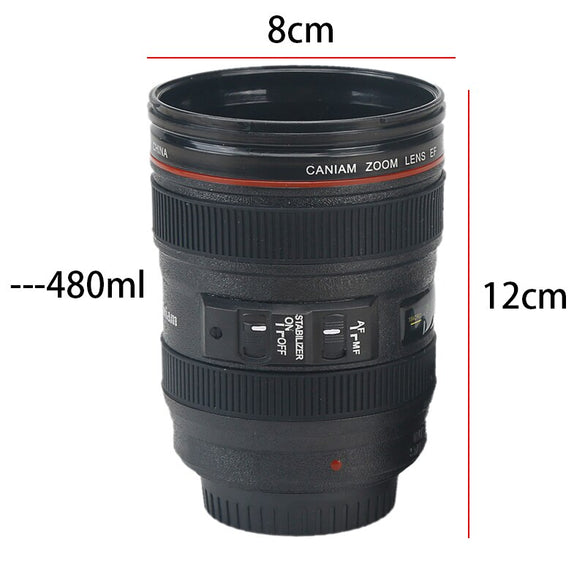 New Coffee Lens Emulation Camera Mug Cup Beer Cup Wine Cup Without Lid Black Plastic Cup&Caniam Logo 400-500ML Mug