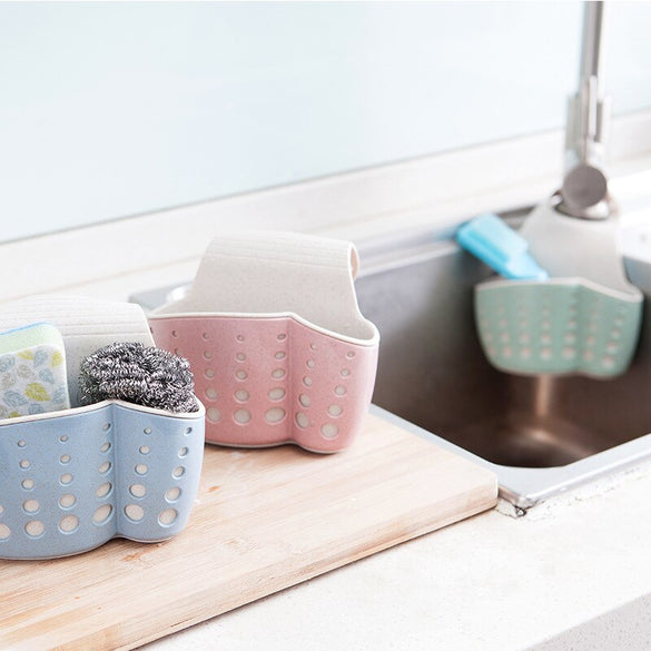 LMETJMA Kitchen Sponge Drain Holder Wheat Fiber Sponge Storage Rack Basket Wash Cloth Or Toilet Soap Shelf Organizer KC0608-2